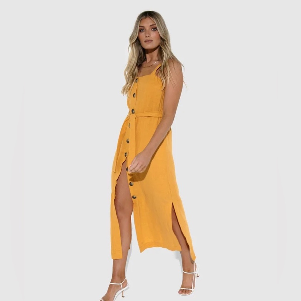 LOST IN LUNAR “Wren” Dress in Turmeric / Mustard Color - Size Small